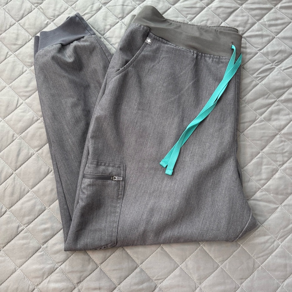 FIGS High-Waisted Zamora Jogger Scrub Pants Graphite Grey XXL Petite